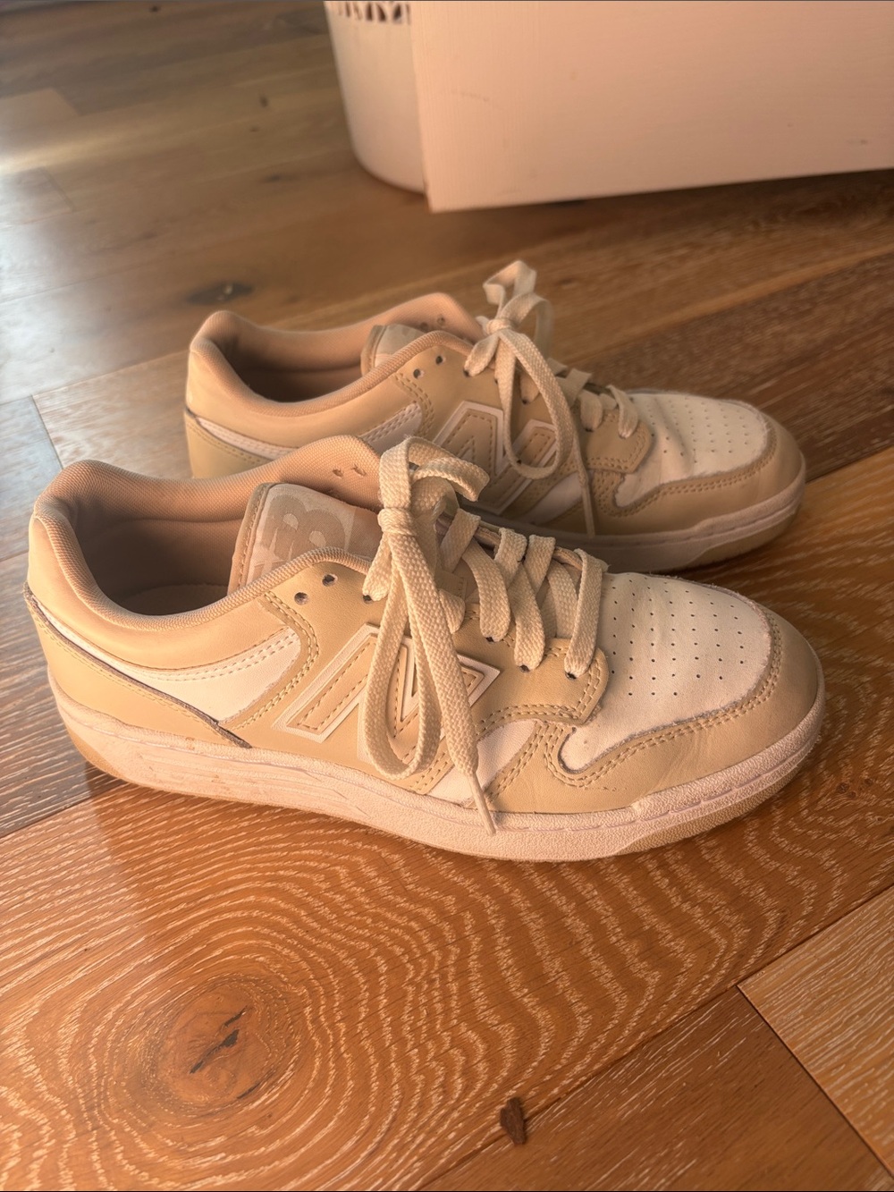New Balance 480 Cream Lace-Up Sneakers